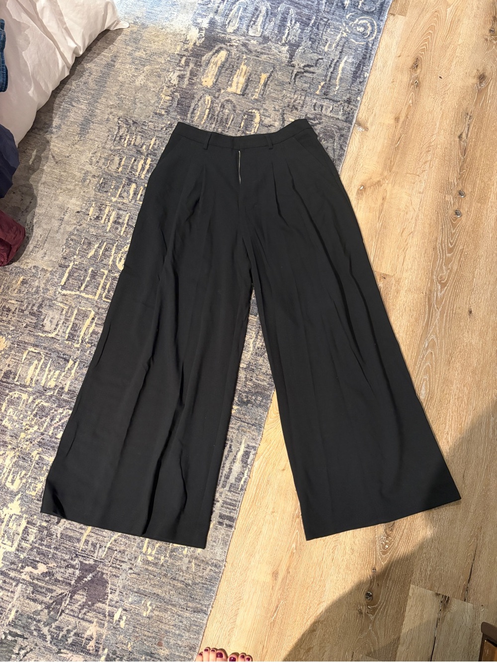 Maeve Black Wide-Leg Pleated Trousers